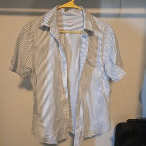 Merona Women's Blue and White Striped Button Down Shirt